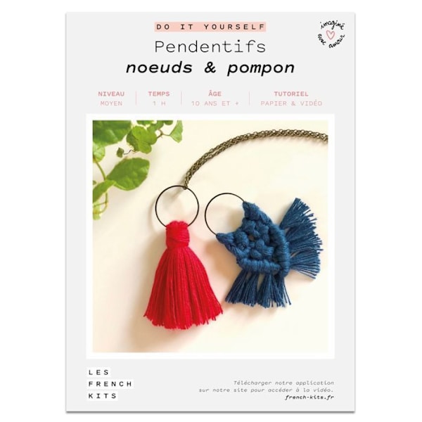 French Kits Sy Kit - Knots & Pompom - Medium Level - 6 styks - Blå Flerfärgad