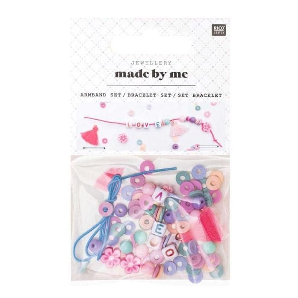 Armbandsskapande kit - Rico Design - Kärlek - Flerfärgad - För barn - Från 3 år Flerfärgad, Rosa, Fuchsia, Pastell