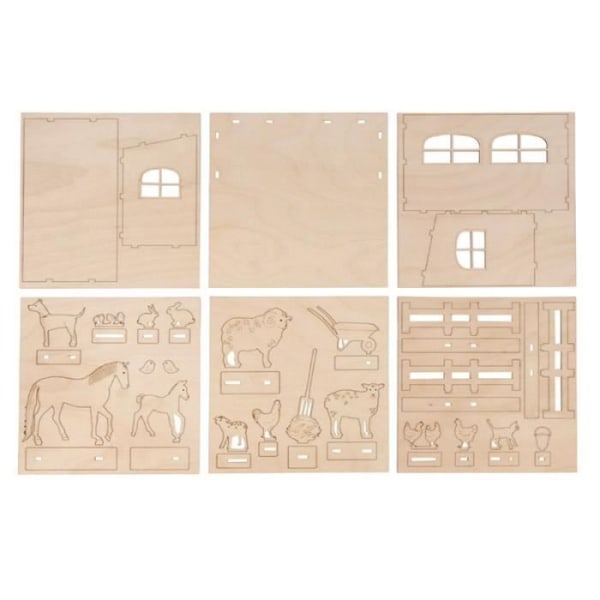 3D-sisustussarja FSC Wooden Farm - RAHYER - Puinen maatila koottavaksi - 45 osaa - Lapset - Sekalaiset