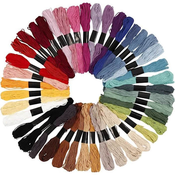 Broderigarn - Ej specificerat - 6 trådar - 100% merceriserat bomull - Flerfärgad - 42 färger Flerfärgad