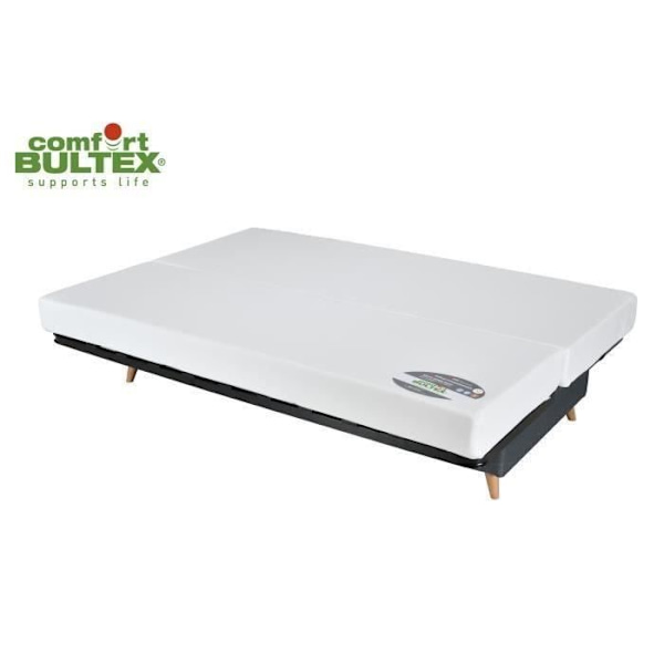 COMFORT BULTEX Clic clac 3 steder - Antracit stof - Fremstillet i Frankrig - L 192 x D 95 x H 101 - MONA Antracit