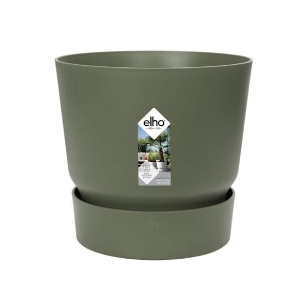 ELHO Greenville 30 rund blomsterpotte - Udenfor - Ø 29,5 x H 27,8 cm - Bladgrøn lövgrön