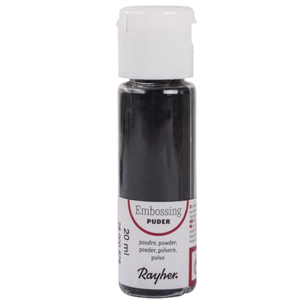 Präglingspulver, svart, täckande, 20 ml flaska Svart