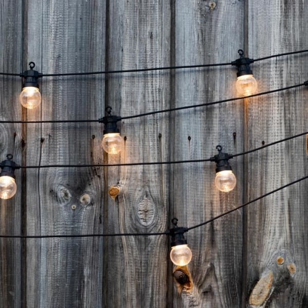 Party Clear anslutningsbar utomhuslampa girland - LUMI JARDIN - 20 LED-guinguette-glober - Varm vit Svart