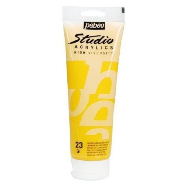 Pébéo 169023 Fine Arts Studio Akryl 1 Tube Cadmium Gul Medium Imitation 250 ml