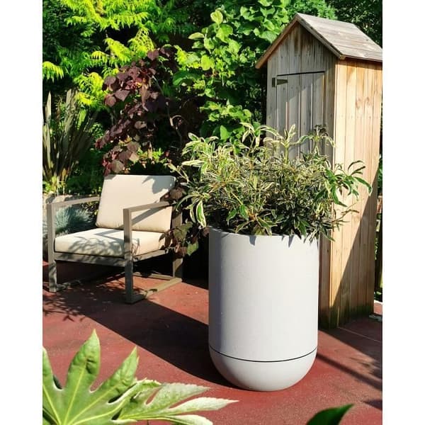 Blomlåda - RIVIERA - GRANIT TULIPE - Plast - D50 x H71 cm - Sten Grå