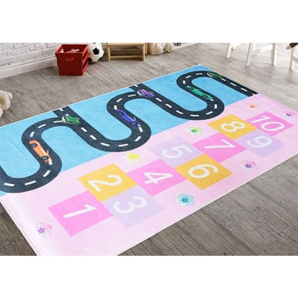 Barnmatta - Flerfärgad - 100x150 cm - Halkfri - Maskintvättbar - Polyester Flerfärgad