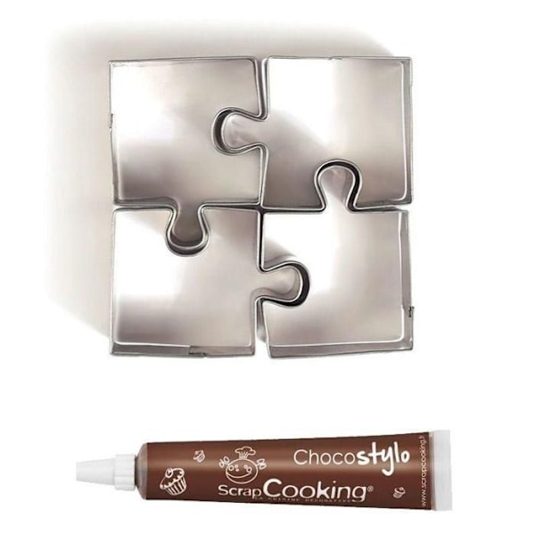 Chokladpenna + 4 mini pusselskärare i rostfritt stål