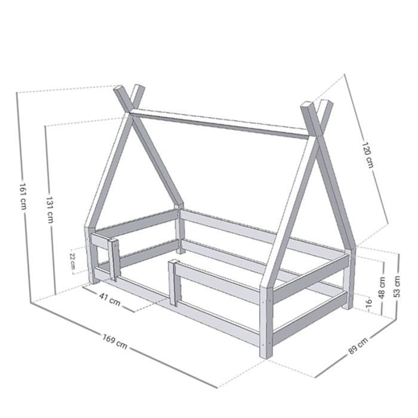NAKANA børnekabineseng 80 x 160 lysegrå Grå