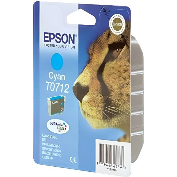 EPSON T0712 Cyan Ink Cartridge - Cheetah (C13T07124012)