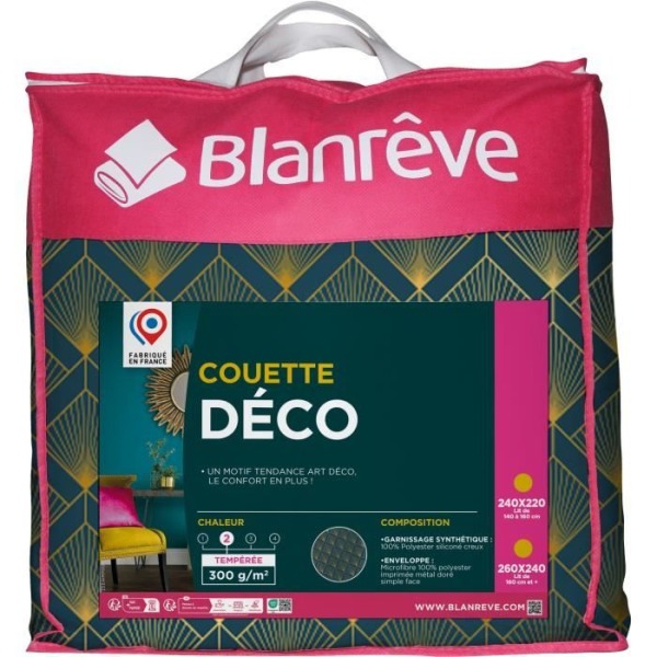 BLANREVE Tempererat täcke 300gr/m² - 240x260 cm - 100% polyester - 2 personer - Mikrofiber Metalltryck