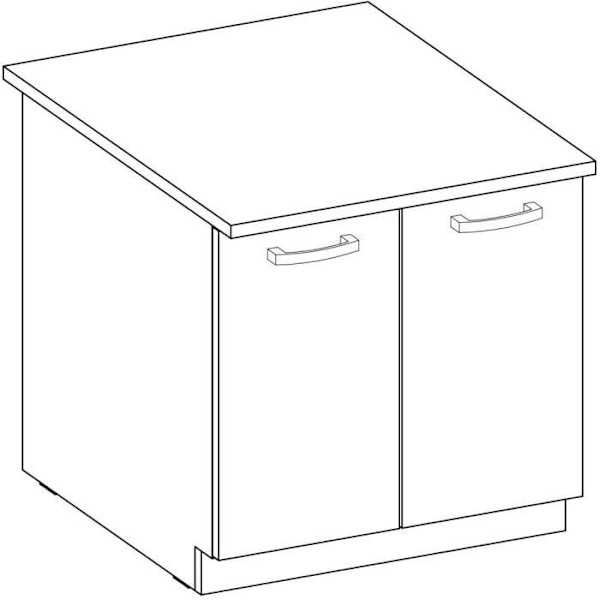 Underskab med 2 hængslede døre med bordplade - Matgrå - L 80 x D 51,6 x H 82 cm - LASSEN Matt grå