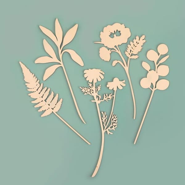 10 träblommor att dekorera 24 cm beige