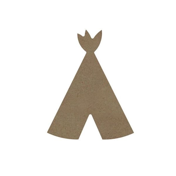 MDF træ tipi til at dekorere - 15 cm kastanj