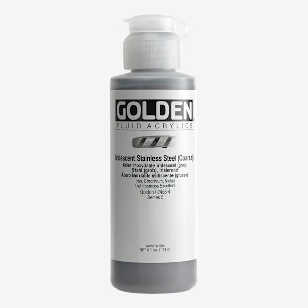 Golden : Fluid Akrylmaling : 119ml (4oz) : Rustfrit Stål Groft Iriserende