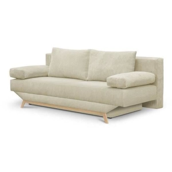 3-sits konvertibel bänk - Förvaringslåda - Beige manchestertyg - L 190 x H 92 x D 84 cm - TEIJO Beige