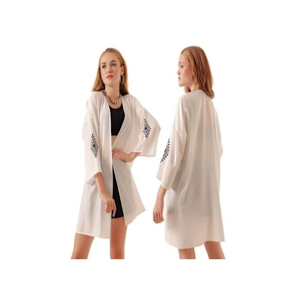 MT Kläder - Broderad Kimono Vit 36 Vit 36