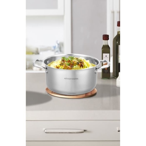 AM1022 Arthur Martin Stockpot 36 cm med låg – Rustfrit stål – Alle varmekilder inklusive induktion Rostfritt stål