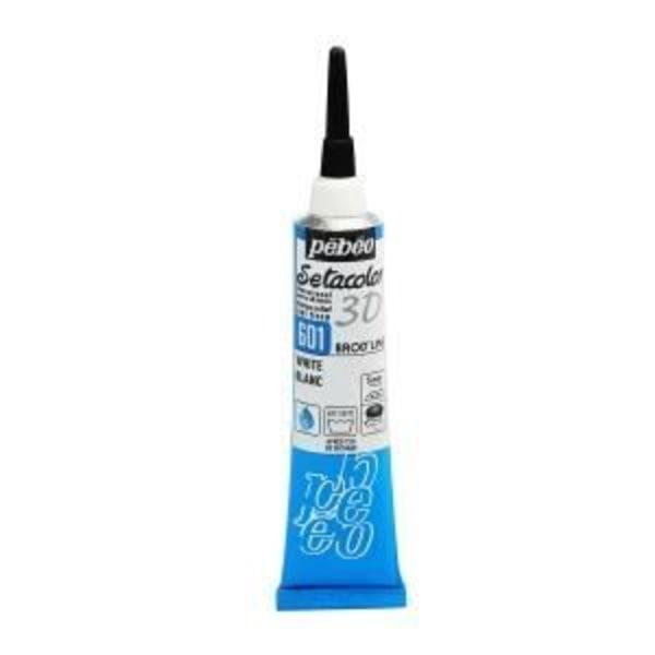 Tygfärg - Pébéo - Setacolor 3D Brod Line - Vit - 20ml - Sammetseffekt Vit