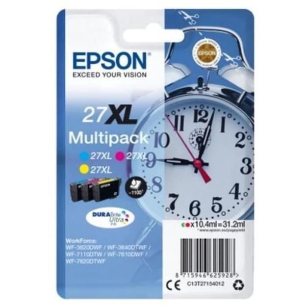 EPSON Multipack 27 XL väckarklocka - cyan, magenta och gul (C13T27154022)
