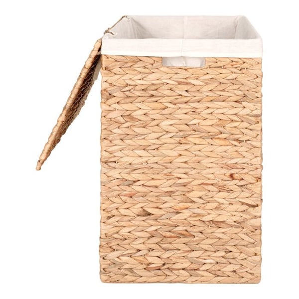Rektangulär tvättkorg med vattenhyacintlock 43 x 32 x 55 cm Beige