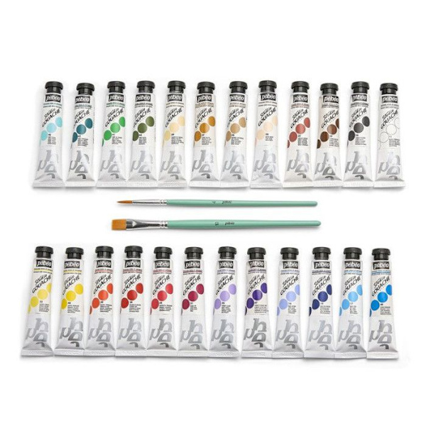 Pebeo - Kunstgrafik - Studio xl gouache - sæt med 24 rør 20 ml assorterede farver + tilbehør