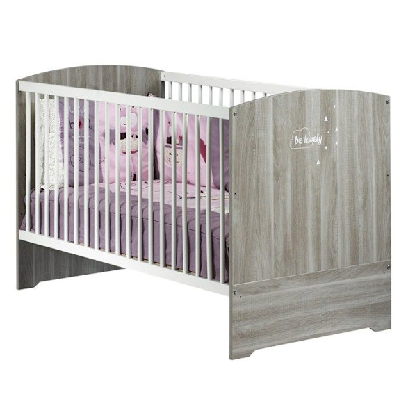 Justerbar babysäng - 140x70cm - Babyprice Smile - Flinta ek - Vit Grå