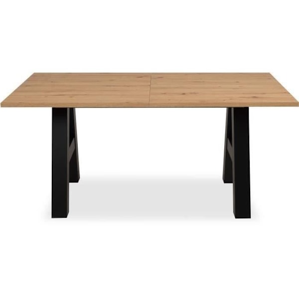 GRANADA udtrækbart spisebord - Industriel stil - 6/10 personer - 2 udtræk 40 cm - L 157/237 x D 90 x H 75 cm - Eg/sort hantverkare ek / svart