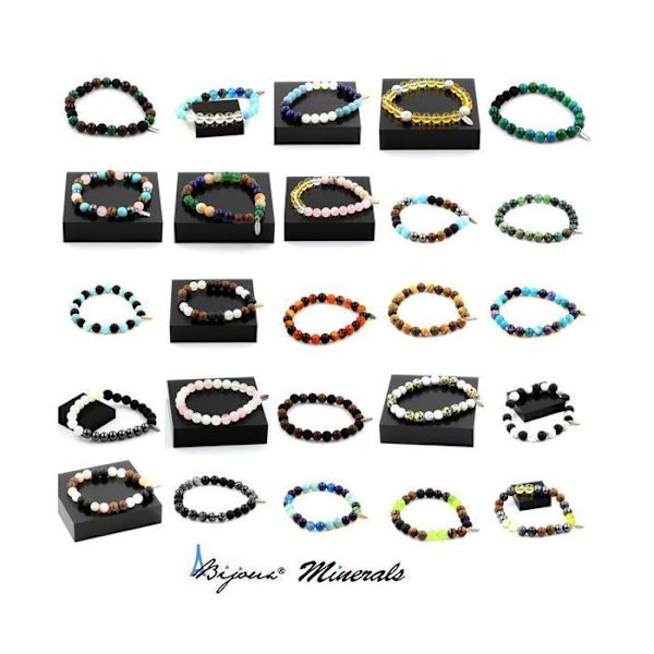 Armbånd - A Bijoux - Ægte rav og sort onyks - 8 mm - Længde 19-20 cm - Unisex Äkta bärnsten, Svart onyx