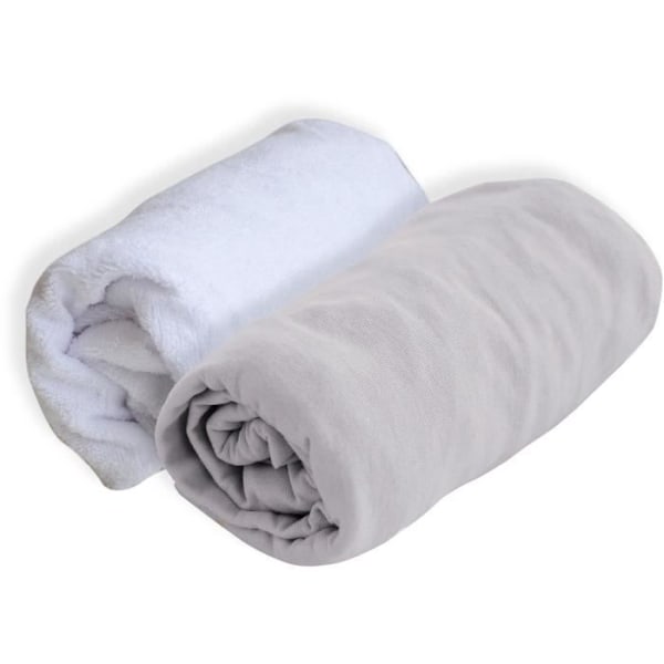 DOMIVA Påslakan + Vanligt madrassunderlägg - 100% bomull - Desinficerad behandling - Pärla - 60 x 120 cm