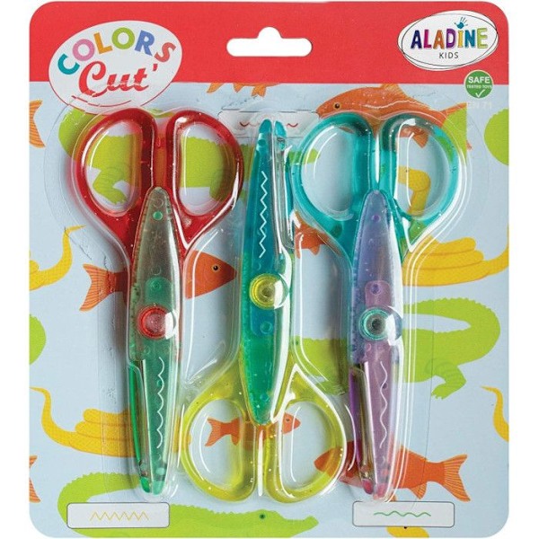 Lastuleikkurit lapsille - ALADINE - Colors Cut - 3 paria - Kaarevat - Sekä pojille että tytöille