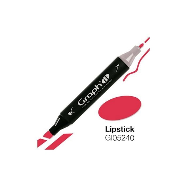Graph'it 5240 Læbestift alkoholmarkør - Graph it Red - Uudslettelig - Fin - Dobbelt japansk spids läppstift