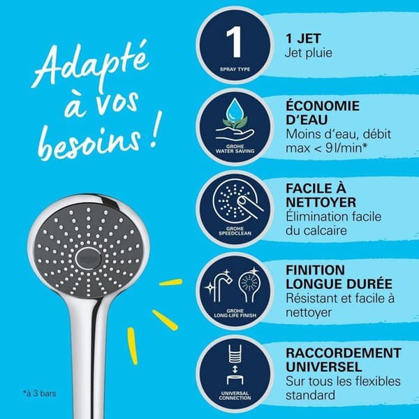 Douchette 1 jet - GROHE - Vitalio Joy 110 - EcoJoy - StarLight Chrome - Intern Vanderguide