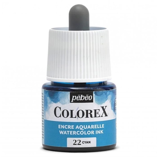 Vattenfärg - PEBEO - Colorex - 45 ml - Färg Cyan - Blandad Cyan