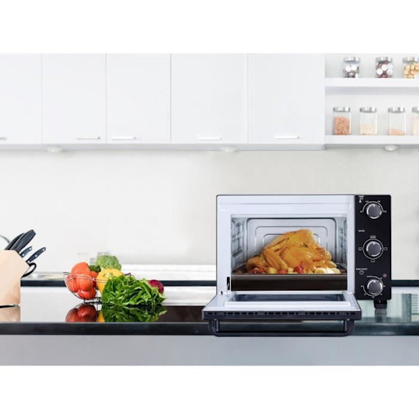 CONTINENTAL EDISON CEMF22B - Elektrisk miniovn 22L sort - 1300W - Rotisserie, Naturlig konvektion