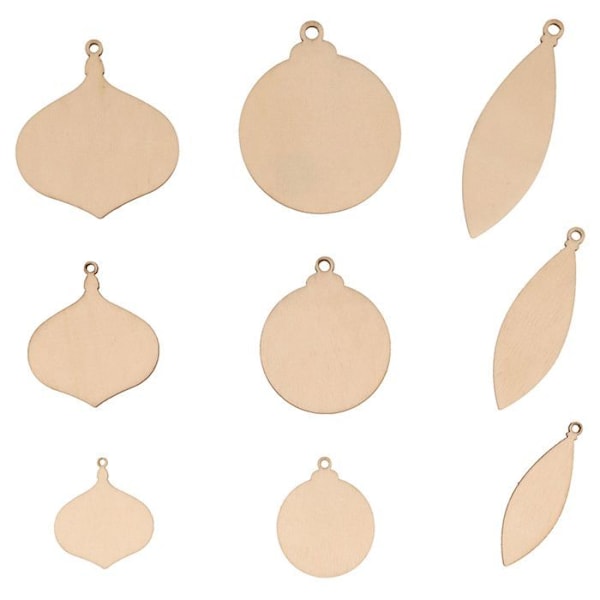 Set av prydnader - MÄRKE - 90 st - Trä - Rund - Dekorativ Jul Beige