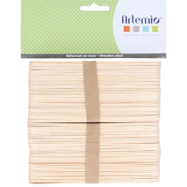 Tasapuiset puutikut 150mm 80 kappaletta Beige
