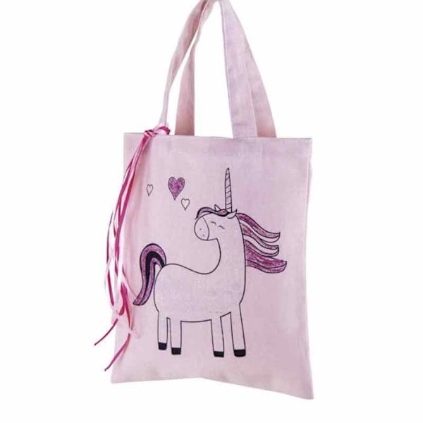Tasker - Rose - En Unicorn - 20x25 cm - Bomuld - Barn - Unisex Rosa