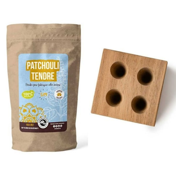 DIY røgelse - Træform til 4 kogler + Soft Patchouli Pulver kastanj