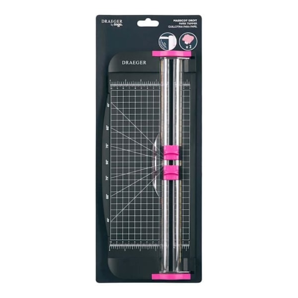 Bærbar massicot - TOGA - 34 cm - Sort og rosa - 2 reservelaminer - Skæring 250 g/m² svart och rosa