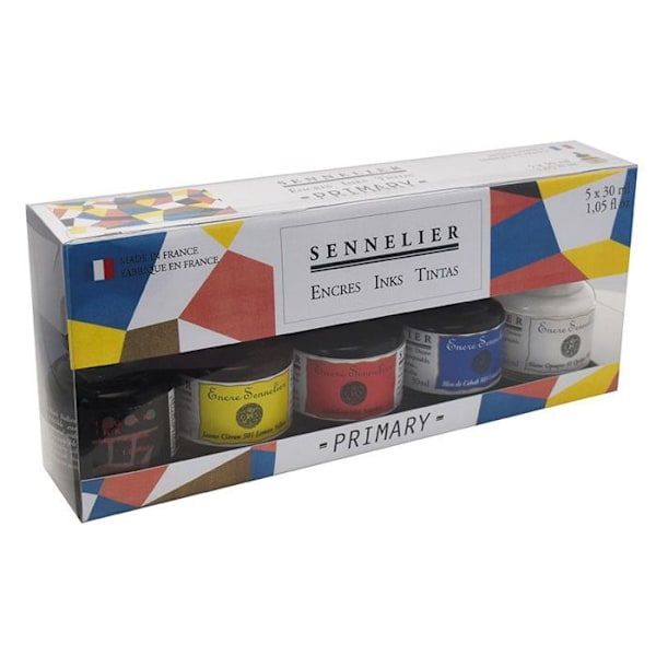 Indisk blækboks - primære farver - 5 x 30 ml Flerfärgad