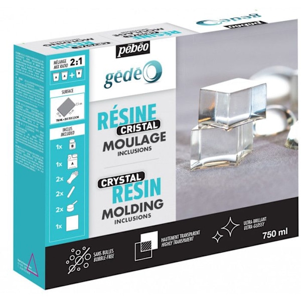 Kit Resin Crystal - PEBEO - Form og skab dekorative genstande og smykker - 750 ml Kristall