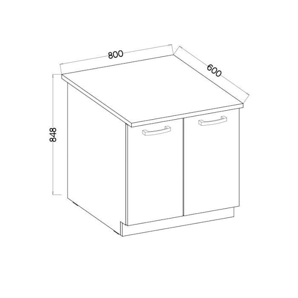 Baseenhed med 2 hængslede låger og bordplade - Sonoma eg indretning - L 80 x D 51,6 x H 82 cm - LASSEN