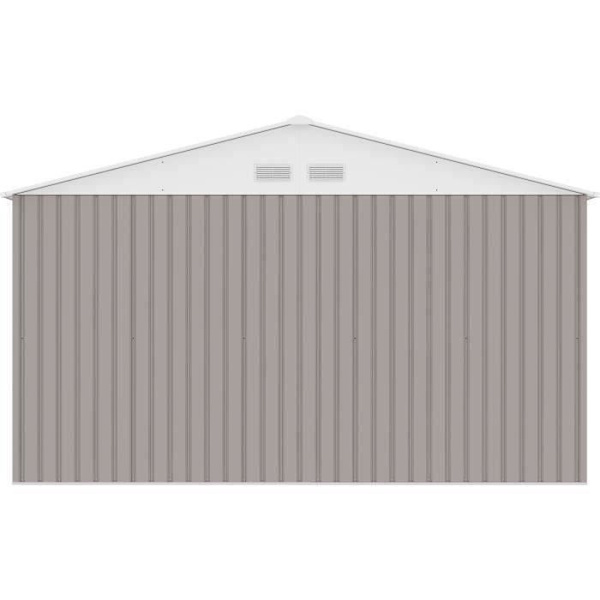Metallskydd för trädgården 10,85 m² - 340 x 319 x 210 cm - JUPITER - Inkluderar förankringskit, 2 skjutdörrar - Taupe Mol