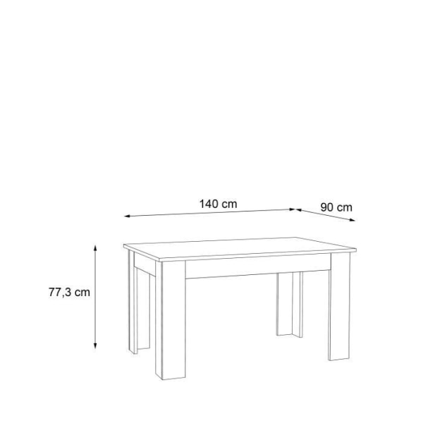 PILVI spisebord - 4 personer - Hvid og Sonoma eg - L 140 x D 90 x H 75 cm Vit / sonoma ek