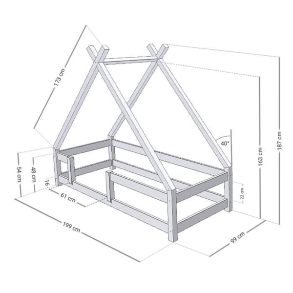 TAHUKA børnekabineseng - GENERISK - 90 x 190 - Blå - Lamel - Massivt træ Blå