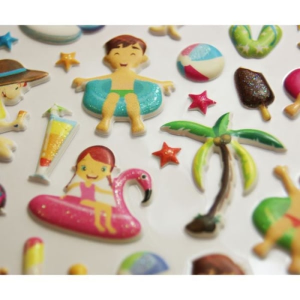 Återanvändbara klistermärken - 3D-relief - Pool och strand - Tweeny - Blandat - Från 5 år - Barn - Blå