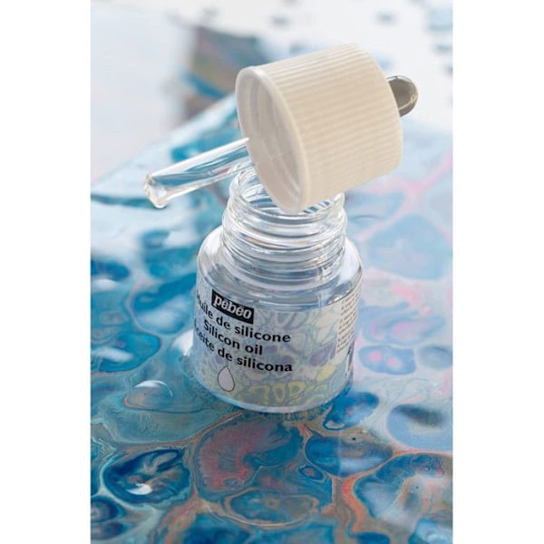 Silikoneolie - Studio Acrylics - Transparent - 45 ml - Dryppende - Hældning Vit