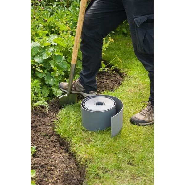 Havekant i grå polyethylen H7,5 cm x 10 m - NATUR grå