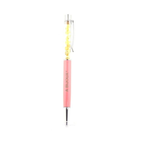 Sten og mineraler. Australian Yellow Opal mineral pen. Lakserød farve. Laxrosa